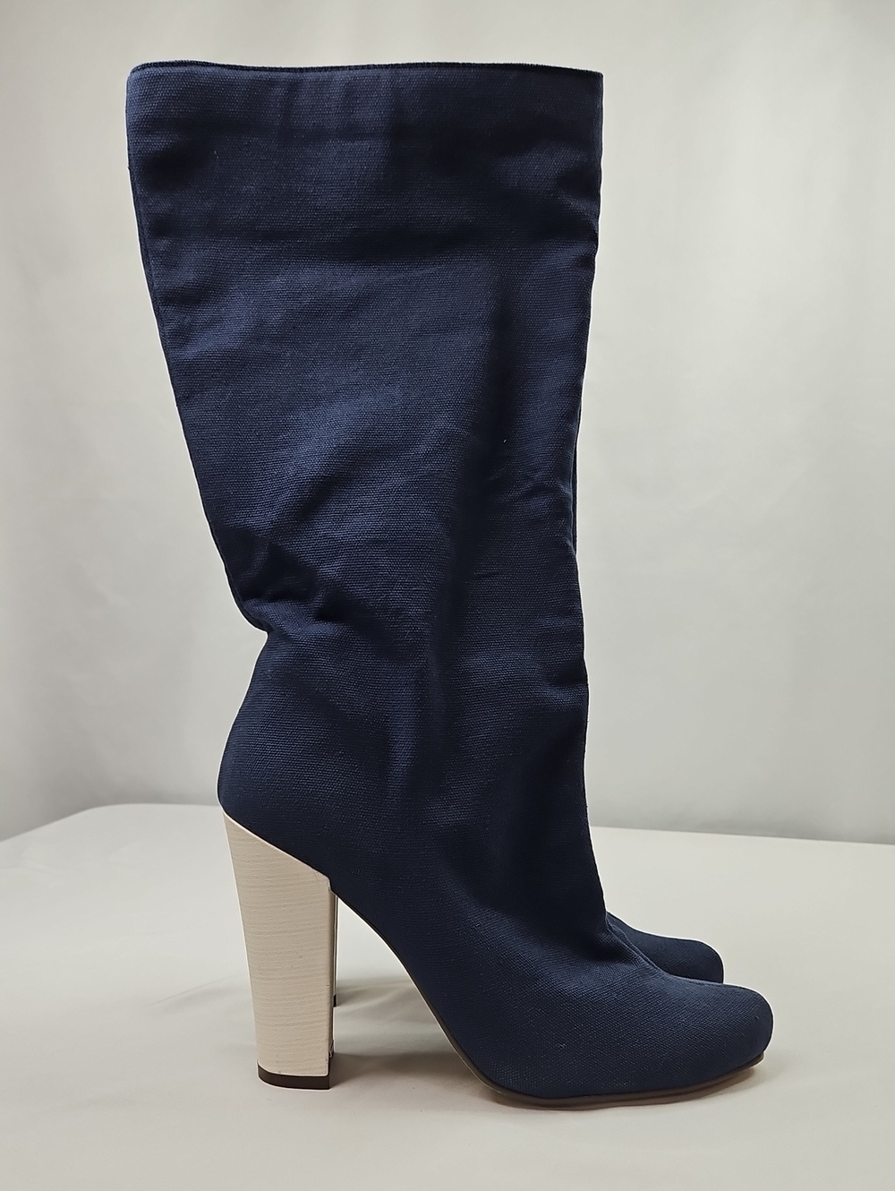 Michael Antonio Navy Blue High Block Heel Mid-Calf Boots Size 10